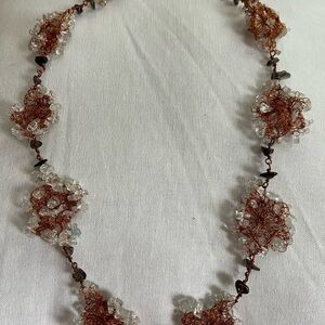 Elegant Copper and Clear Beaded Necklace